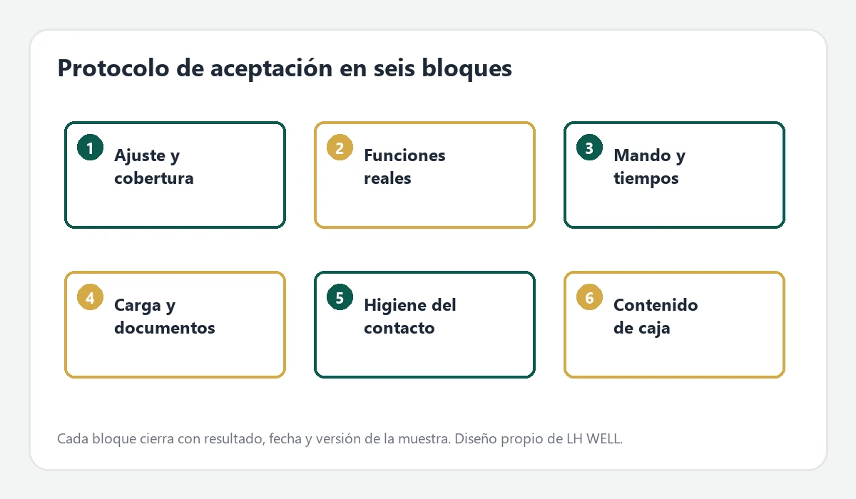 Protocolo de aceptación de muestra de masajeador de cabeza y ojos