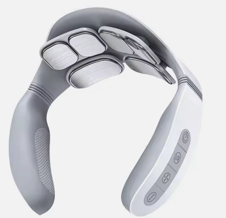 Vista frontal de Masajeador cervical inalámbrico EMS con calor y guía de voz LH-013