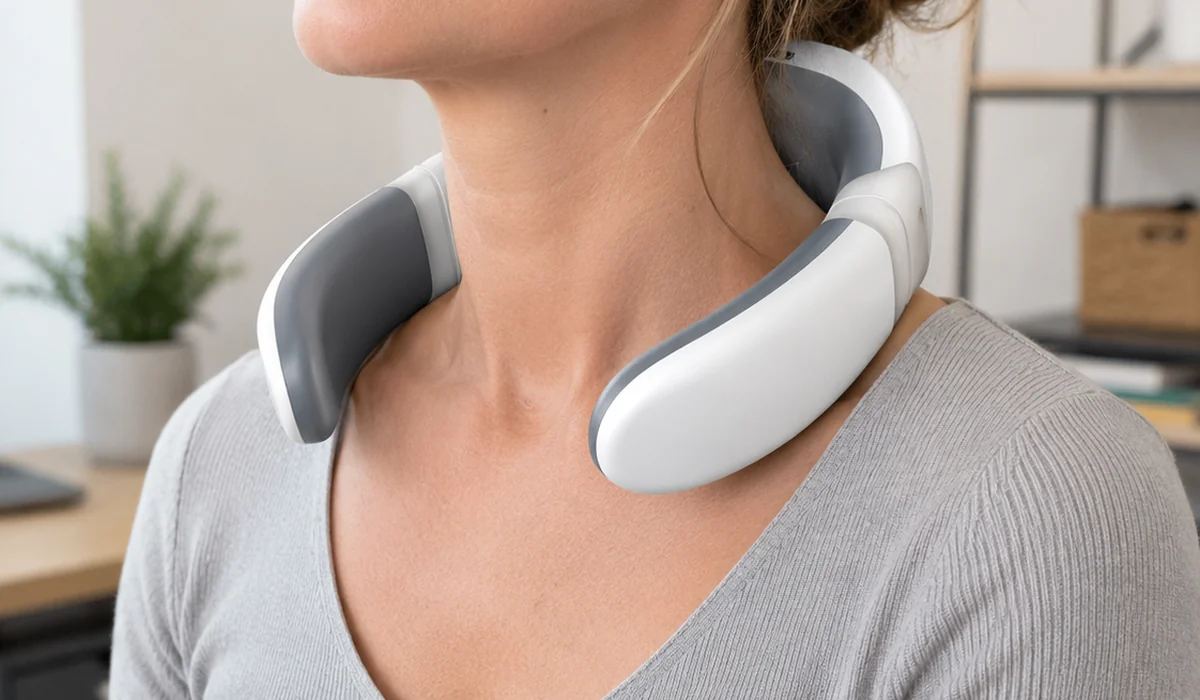Aplicación comercial de Masajeador cervical inalámbrico con calor y mando LH-014