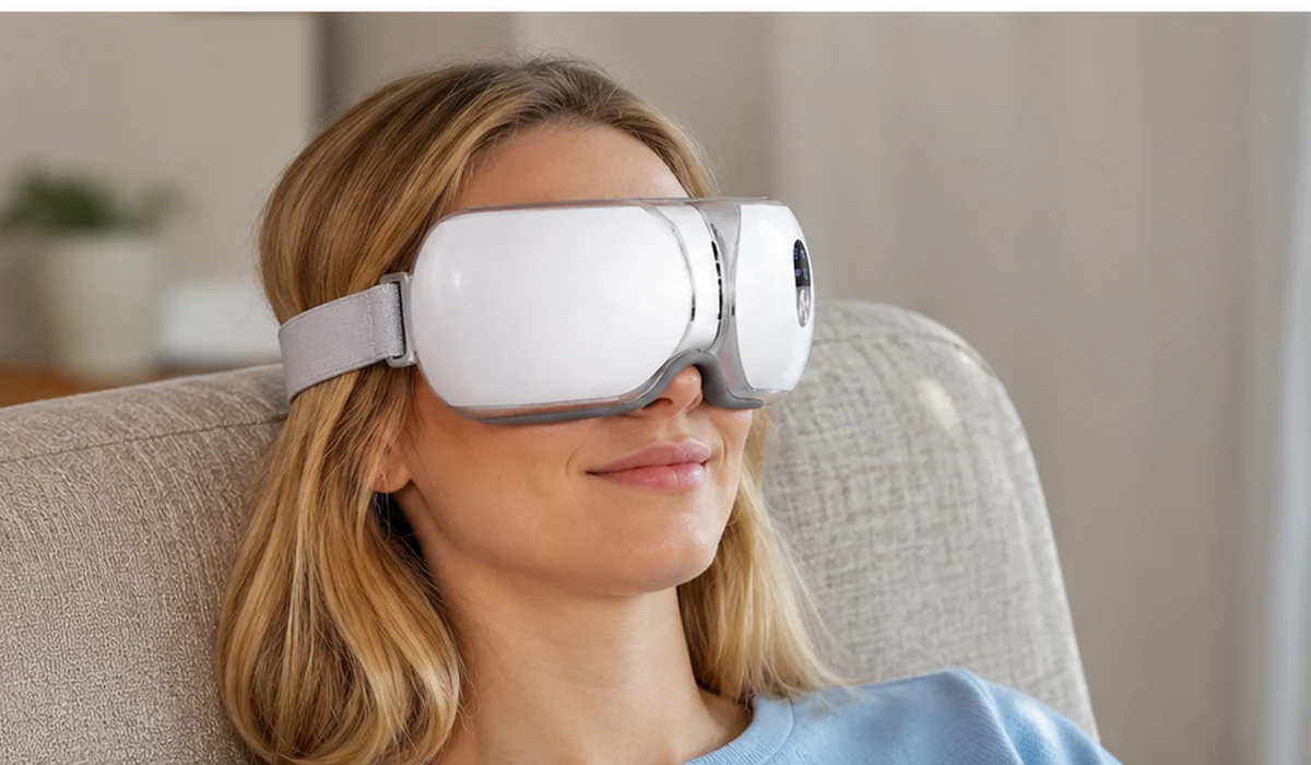 Aplicación comercial de Masajeador de ojos plegable con calor y Bluetooth LH-069