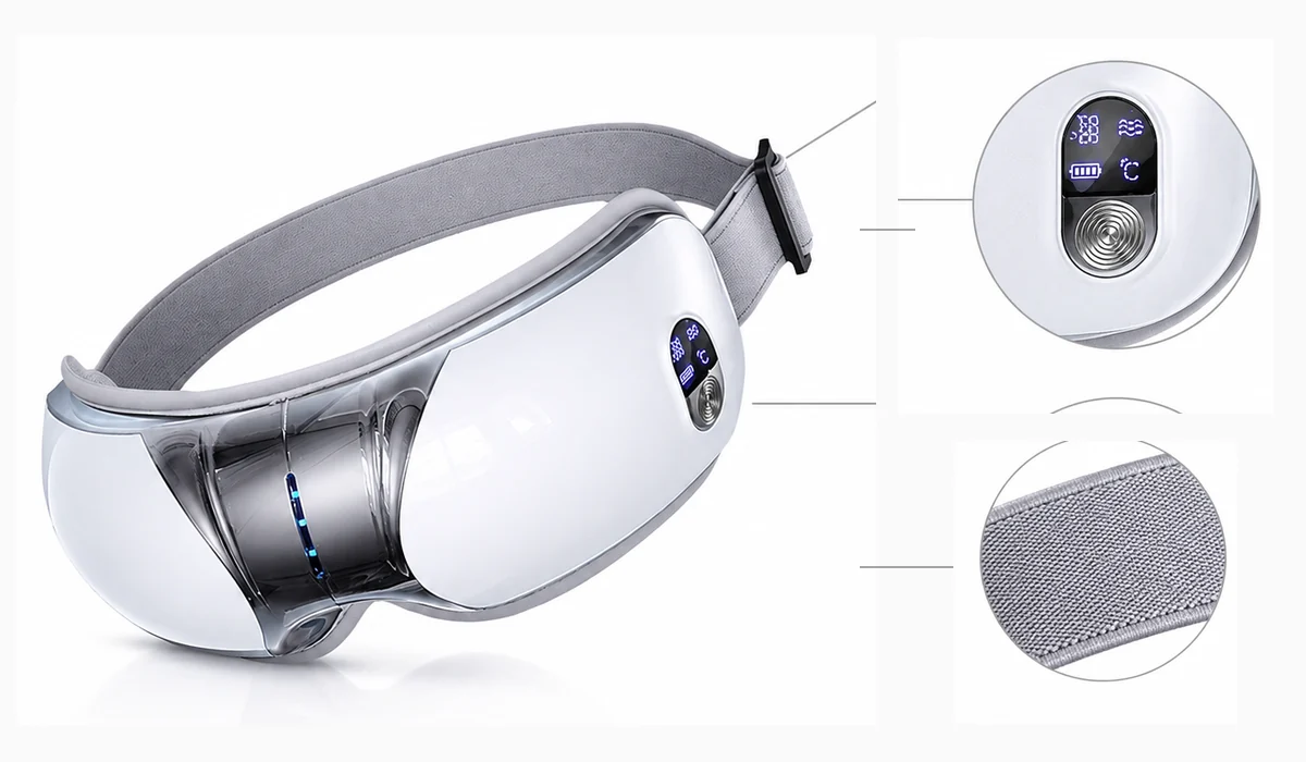 Funciones visibles de Masajeador de ojos plegable con calor y Bluetooth LH-069
