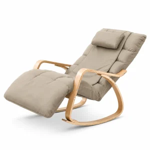 Sillón balancín de masaje con estructura de madera LH-091 sobre fondo limpio para catálogo B2B