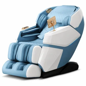 Sillón de masaje SL-track azul y blanco LH-092 sobre fondo limpio para catálogo B2B